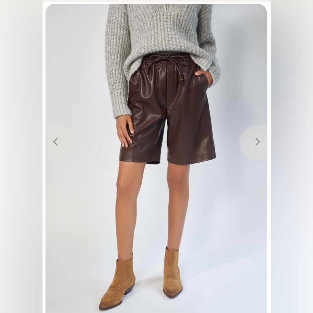 Nanushka Munira Vegan Leather Shorts Plum Chutney | Nwt | Size M